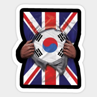 South Korea Flag Great Britain Flag Ripped - Gift for South Korean From South Korea Sticker